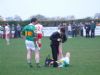 caolan McCann gets attention for cramp.